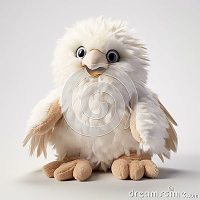 Colorized Stuffed White Owl: A Cute Glen Keane-inspired Toyen Creation Stock Photo