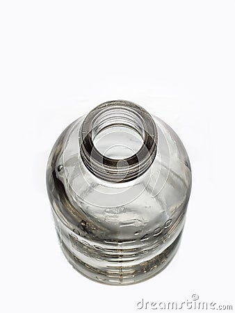 Bottleneck of chemical glassware 400 milliliters in volume top view isolated on a white background Stock Photo