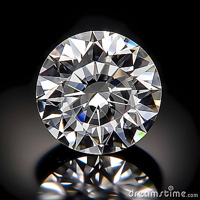The round brilliant cut diamond. AI-generated. Stock Photo
