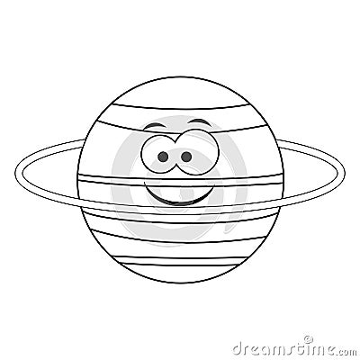 Colorless funny cartoon Uranus planet. Vector illustration. Co Vector Illustration