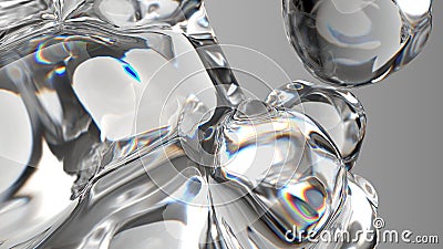 Colorless organic glass transparent lush refraction and reflection Elegant Modern 3D Rendering Abstract Background Cartoon Illustration