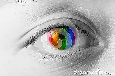 Colors Eyes Vision concept, LGBT rainbow Stock Photo