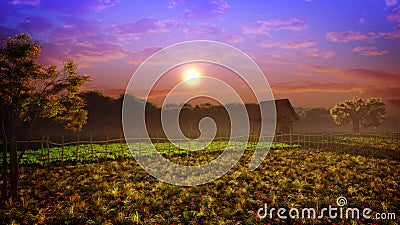 Colors Of Fantasy Landscape Sunset Stock Photo