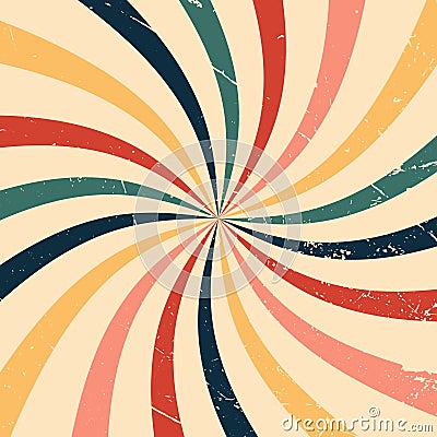 Illustration of a multicolored spiral retro background. Stock Photo