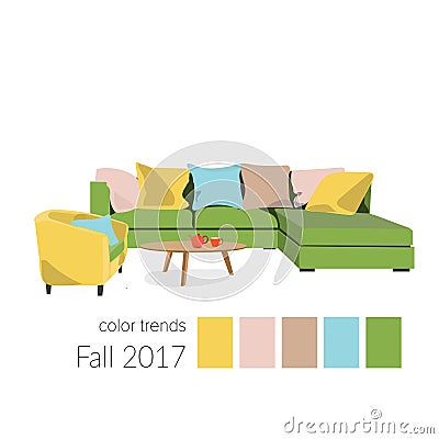 Colors of 2017 in interior design Vector Illustration