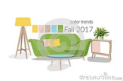 Colors of 2017 in interior design Vector Illustration