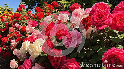 colors red and pink roses Cartoon Illustration