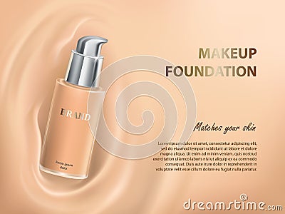 Colorstay make-up in elegant packaging on a background of wave of foundation Cartoon Illustration