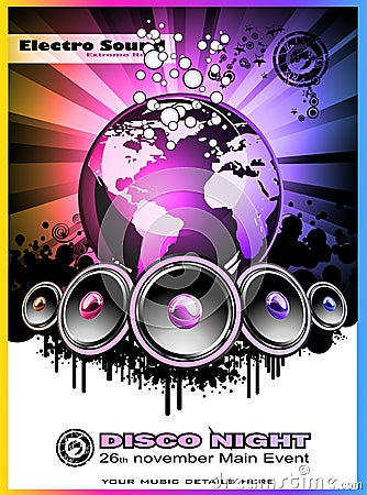 Colorul Music Event Discotheque Flyers Vector Illustration