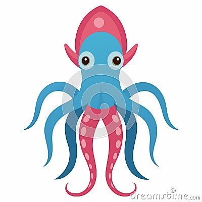 Colossal Squid runs kawaii Vector Illustration