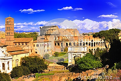 Colosseo - Top View of ancient Rome Stock Photo
