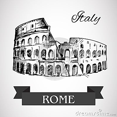 The Colosseum or Coliseum - Flavian Amphitheatre Vector Illustration