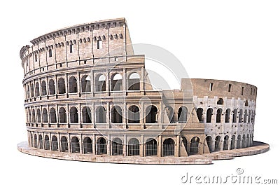 Colosseum, Coliseum isolated on white. Symbol of Rome and Italy, Cartoon Illustration