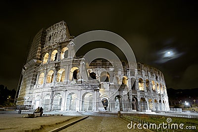 Colosseum (Coliseum) at night in Rome Stock Photo