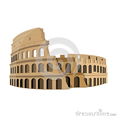 Colosseum in Italy icon in cartoon style isolated on white background. Vector Illustration