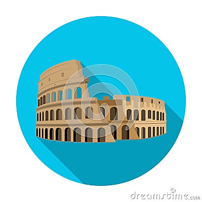 Colosseum in Italy icon in flat style isolated on white background. Countries symbol stock vector illustration. Vector Illustration