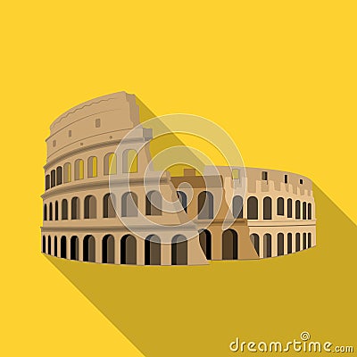 Colosseum in Italy icon in flat style isolated on white background. Countries symbol stock vector illustration. Vector Illustration