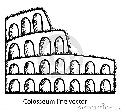 `Colosseum` line vector illustration. line dra Vector Illustration