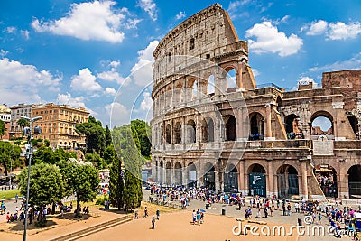 Colosseum with clear blue sky at midday, Rome. Stock Photo