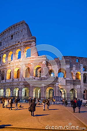 Colosseum Night View in Rome, Italy Editorial Stock Photo