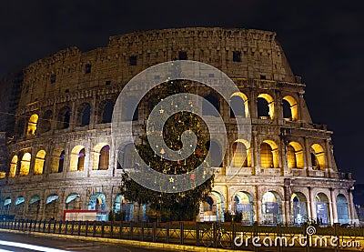 Colosseum night view, Rome. Editorial Stock Photo