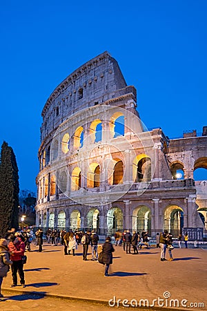 Colosseum Night View in Rome, Italy Editorial Stock Photo