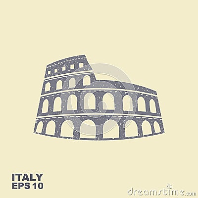 Colosseum vector icon in flat stule with scuffed effect Vector Illustration