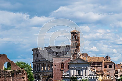 Colosseum seen from the top of Altar of the Fatherland or Altare della Patria, Rome, Italy Stock Photo