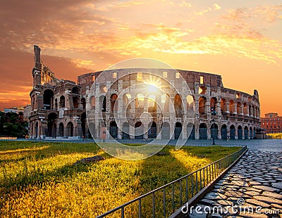 Colosseum during spring time, Rome, Italy Stock Photo