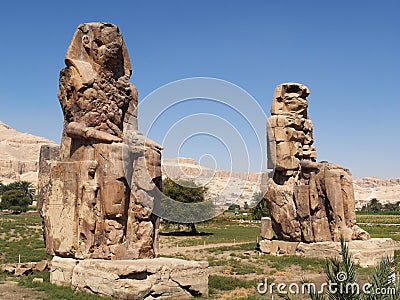 Colossi of Memnon in Thebes Stock Photo