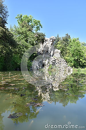 The Colosso dell`Appennino del Giambologna 1580, sculpture located in Florence in the public park of Villa Demidoff Stock Photo