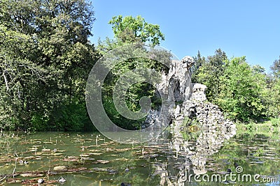 The Colosso dell`Appennino del Giambologna 1580, sculpture located in Florence in the public park of Villa Demidoff Stock Photo