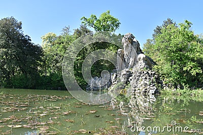 The Colosso dell`Appennino del Giambologna 1580, sculpture located in Florence in the public park of Villa Demidoff Stock Photo