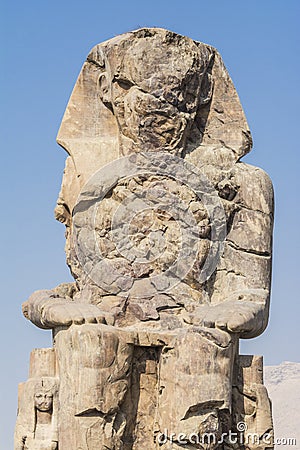 Colossus of Memnon, statue of Pharaoh Amenhotep III, Luxor Stock Photo