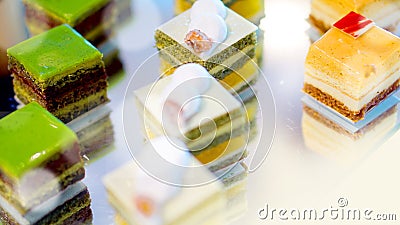 Colouful dessert buffet, afternoon high tea Stock Photo