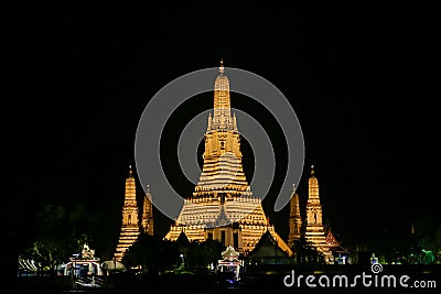 Night shot of the Dawn Temple in Bangkok Thailand Stock Photo