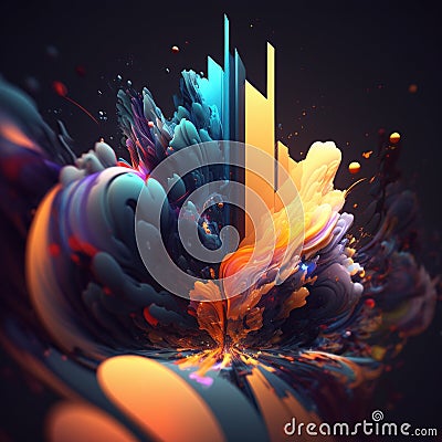 Colour explosion in a dark space. Spatial sequence Synesthesia concept Stock Photo