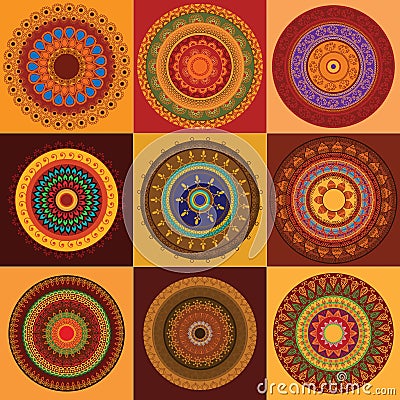 Colour Henna Mandala Stock Photo