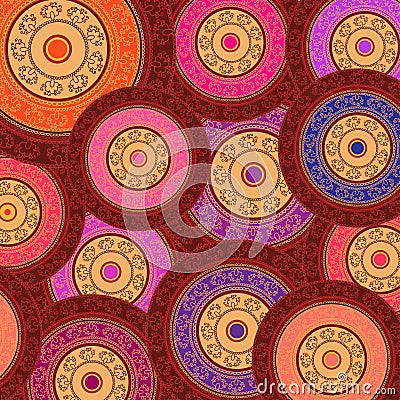 Colour Henna Mandala Background Vector Illustration