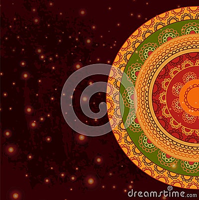 Colour Henna Mandala Background Vector Illustration