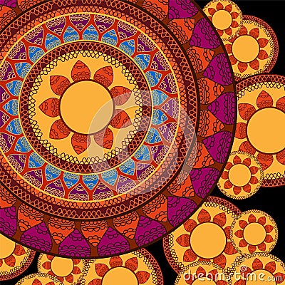 Colour Henna Mandala Background Vector Illustration