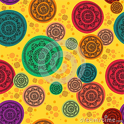 Colour Henna Mandala Background Stock Photo