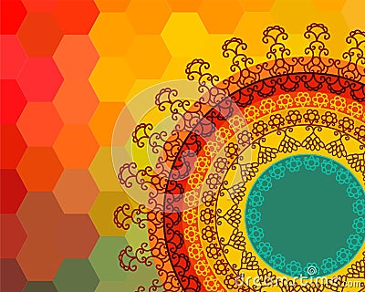 Colour Henna Mandala Background Vector Illustration