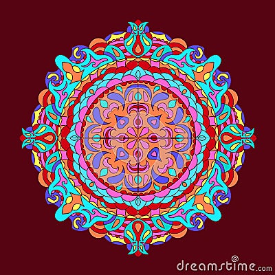 Colour Mandala background Vintage decorative elements Hand drawn Vector Illustration