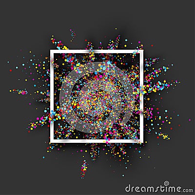 Colour paint explosion on grey. Vector Illustration