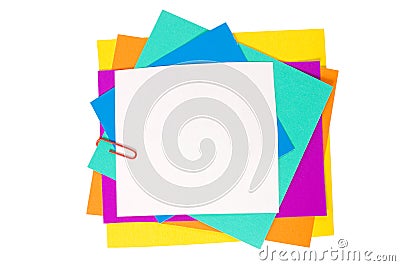 Colour paper with a paper clip Stock Photo