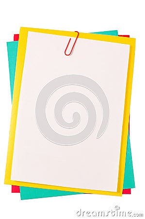 Colour paper with a paper clip Stock Photo