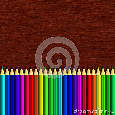 Colour pencil lying on wooden table Stock Photo