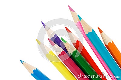 Colour pencils isolated over white Stock Photo