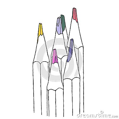 A simple drawing of several colored pencils. Vector Illustration